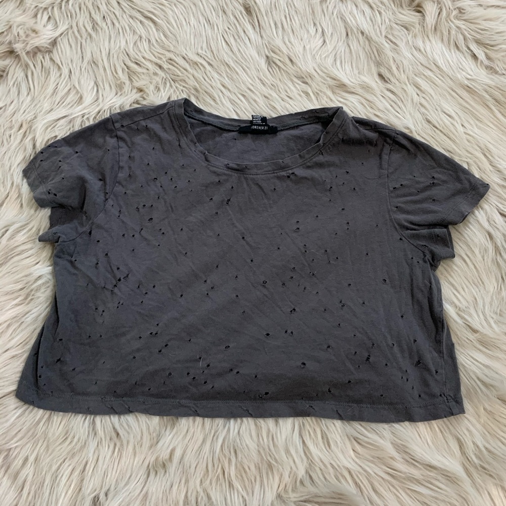 Forever 21 Grunge Distressed Crop top